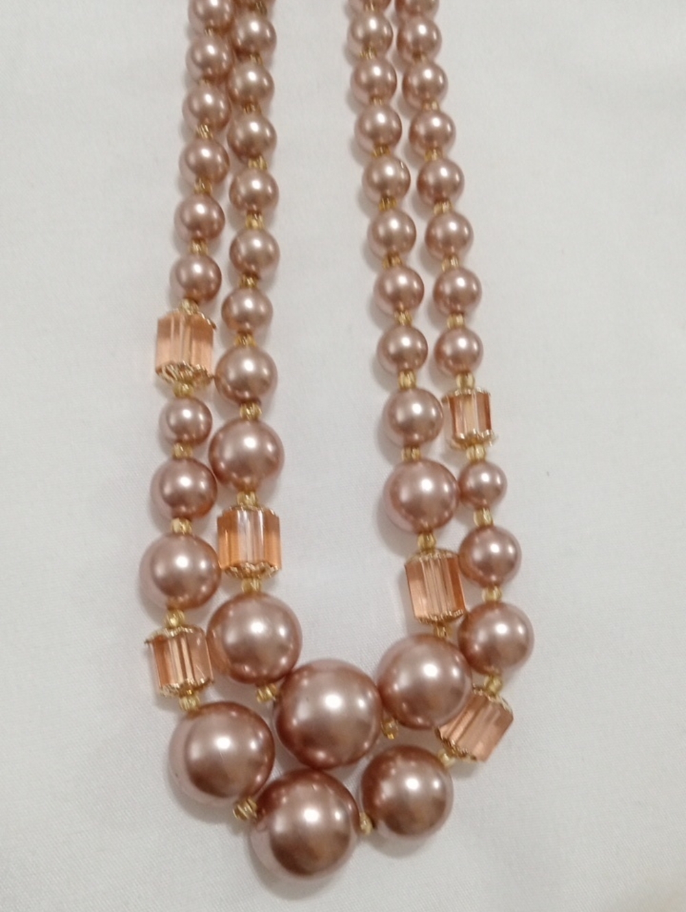 Creamy Pinkish Vintage Pearls With Crystals